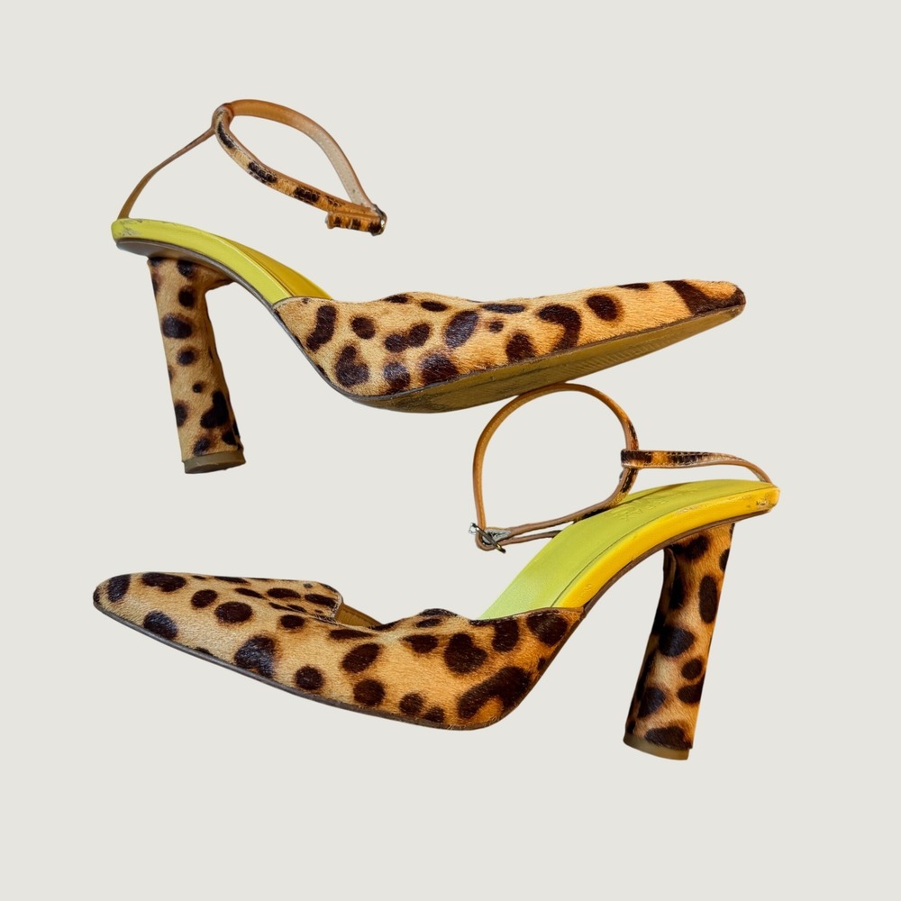 LMS x Nadia Fairfax Leopard Calf Hair Pointed Toe Heels Size 38